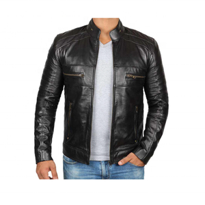 Vestes pour hommes en cuir véritable noir de jais brillant dans des tailles personnalisées disponibles à la vente à des prix abordables vente en gros confortable - Product Image 3