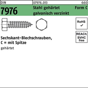 Sheet Metal <b>Screws</b> DIN 7976 Hexagon Point C 6.3 X 16 mm Steel 250 Pack - Product Image 1