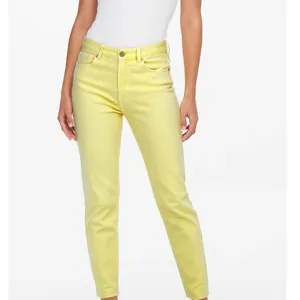 Yellow stretch denim pants for women's wear stylish and casual fit ladies boyfriend skinny zipper fly jeans