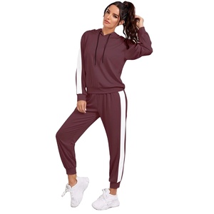 ชุดวอร์ม2ชิ้นเสื้อวอร์มลำลองสำหรับผู้หญิงชุดวอร์มลายทางด้านข้างแบบหนามีสไตล์ใหม่ - Product Image 1