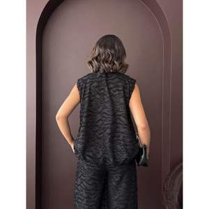 Topshow Women's Jacquard Woven Zippered Vests Wholesale <b>Waistcoats</b> - Product Image 2