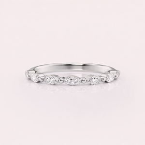 IGI Certified Marquise Shape Lab Grown Diamond Wedding Band 14K Yellow / Rose & White Gold Half Eternity Diamond <b>Ring</b> - Product Image 3