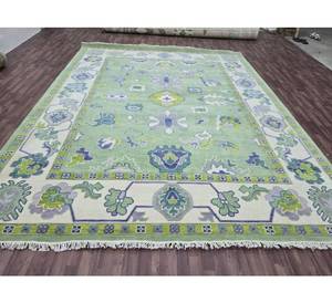 Nouveau tapis d'intérieur en laine noué à la main 2026, motif floral oriental vert, tapis traditionnel fait main avec bordure pour salon et chambre à coucher - Product Image 2
