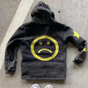 Sweat-shirt long à capuche zippé en molleton bouclette, coupe ample, avec broderie personnalisée du logo du fabricant, écologique et épais - Product Image 6