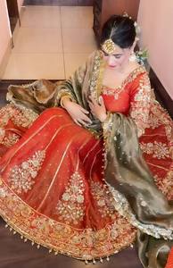 Vestido Pent Dupatta con Bordado de Lentejuelas de 3 mm, Traje de Satén Fandy, Diseño Indio VISHNU K, Modelo TD-6095 - Product Image 3