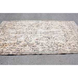 Alfombra de lana Vintage de 5,1x9,5 pies en Beige negro patrón Floral diseño de retazos rectangular hecho a mano para dormitorios de adolescentes con respaldo de látex - Product Image 3