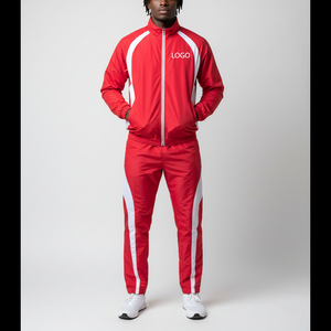 Nouveauté Survêtements Ensemble 2 pièces rouge et blanc surdimensionné 2025 Vêtements de sport survêtement coupe-vent en nylon personnalisé de grande taille pour la salle de sport - Product Image 3
