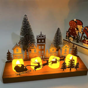 Recién llegado, corona de Adviento de Metal de madera de Reno de escoria negra, decoración de mesa de Navidad Simple para soporte de pilar de alféizar - Product Image 5