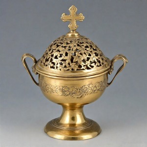 BlessedMist Holy Flame Quemador de incienso de carbón antiguo Incensario de latón hecho a mano para ofrendas misas y espirituales - Product Image 4