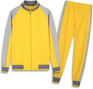 Chándal deportivo transpirable de alta calidad para correr, conjunto de 2 piezas con rayas laterales y logotipo personalizado, chándal de entrenamiento de retales para unisex - Product Image 1