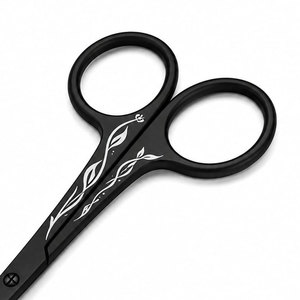 CISEAUX DE BEAUTÉ SHEARS BEAUTY en acier inoxydable noir, ciseaux à sourcils à lame droite et aiguisée, manche en céramique, pour droitiers, outil de beauté et de toilettage - Product Image 3