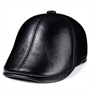 Boinas de pico de pato a prueba de viento de cuero genuino para invierno, gorra de hombre, Gorras de piel de vaca, protección para los oídos cálidos, sombreros para hombre Drake Boina - Product Image 1