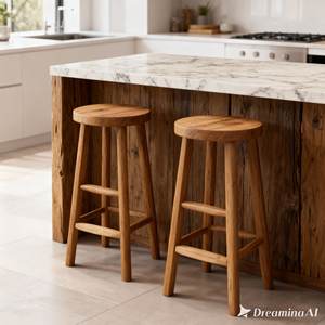 SOLOBEAT Modern Eco-Friendly Solid Teak Round Backless Bar <b>Stool</b> for Home Bar & Commercial Use - Product Image 1
