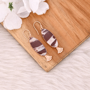 Pendientes Boho de Latón Chapado en Oro con Piedras Preciosas, Modernos Pendientes de Jaspe Malinga Hechos de Latón para Bodas y Fiestas - Product Image 3
