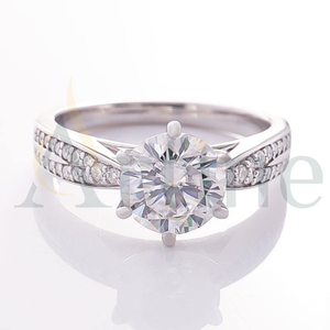 แหวนเพชรสัญญาสำหรับผู้หญิงสำหรับงานแต่งงานแหวนทองแท้14K สำหรับผู้หญิง - Product Image 1