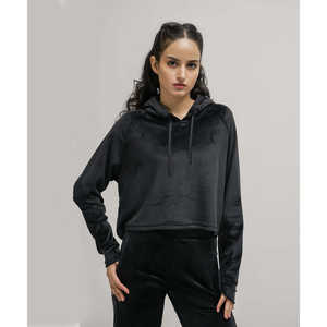 Women's <b>Velour</b> Hoodie Comfortable <b>Sweatshirts</b>-Beige/Black/Navy Sizes XS-XXL - Product Image 4