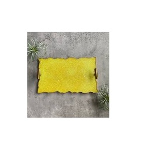 Bandeja de resina epoxi amarilla de alta calidad, bandeja de resina epoxi para restaurante en casa, pieza artesanal - Product Image 1