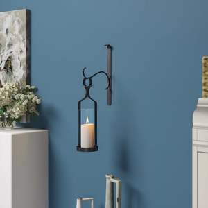 Candelabro de Pared de Metal Negro de Lujo, Farol Colgante de Cristal, Aplique de Pared, Decoración para el Hogar, Bodas, Chimenea, Regalos, Artes - Product Image 1