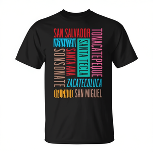 T-shirt unisexe pour adultes, taille S M L XL XXL, motif imprimé, villes du Salvador - Product Image 2