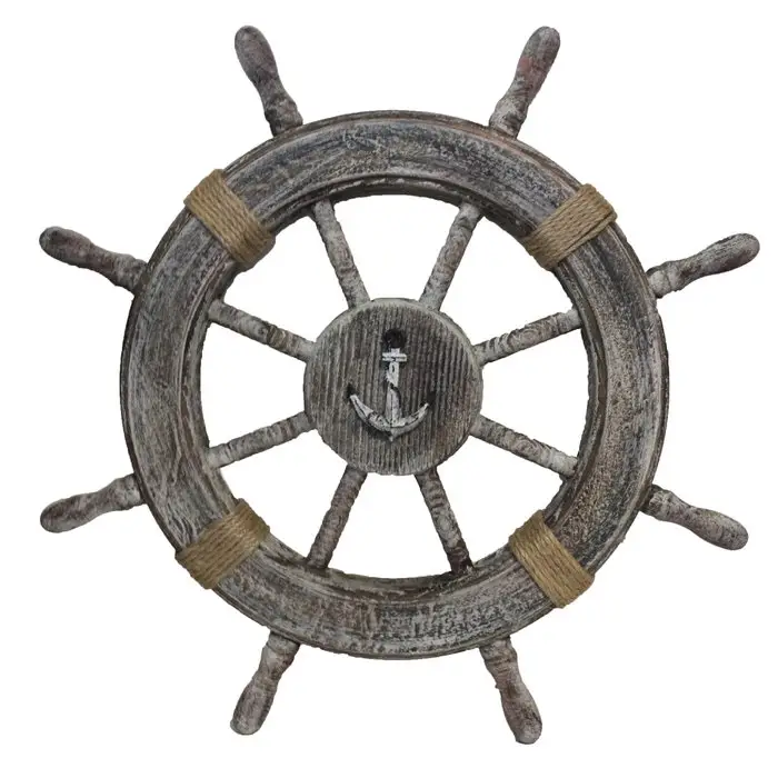 Wooden Ship Wheel Sculpture