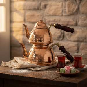Luxury <b>Copper</b> Azerbaijani Teapot with Lid Metal Water Pot for Drinks Tea & Restaurant Use Elegant <b>Handle</b> Design for Hotels Gifts - Product Image 2