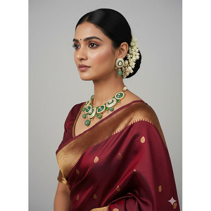 Conjunto de Collar Nupcial Clásico con Baño de Oro de 18K, Kundan, Meena, Diamantes y Polki de MILANO GEMS & JEWELLERY para Ocasiones Hindúes - Product Image 1