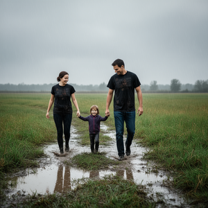 Camiseta negra unisex para adultos con la frase "Families Who Get Muddy Together Stay Together" - Product Image 3
