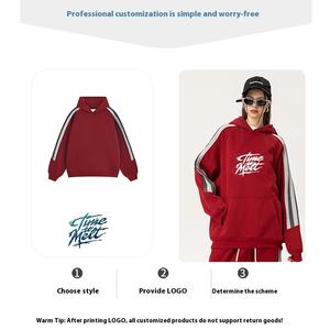 Sudaderas con capucha Logotipo personalizado Puff Imprimir Calidad superior Lana de algodón para hombres y suéter gris grueso Sudaderas con capucha inalámbricas en blanco - Product Image 3