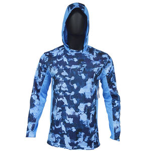 Blue <b>Camouflage</b> Long Sleeve Hoodie Men's Quick Dry UPF 50 Fishing Outdoor Sport <b>Shirt</b> Top - Product Image 4
