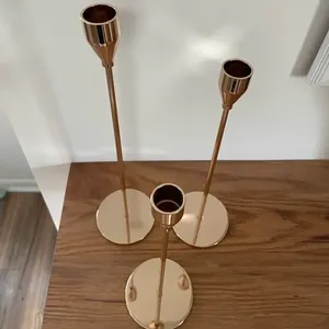 Bougeoir classique or mat décor à la maison bougie de luxe faisant support centres de table vaisselle de mariage présentoir à bougie - Product Image 4