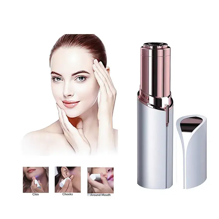 Lipstik penghilang rambut wajah listrik portabel, pena penghilang rambut listrik Stainless Steel