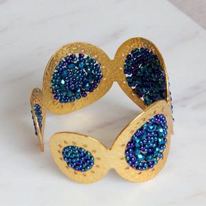 2024 diseño Original personalizado al por mayor brazalete de moda oro genuino Irregular plisado abierto ancho brazaletes de latón - Product Image 1