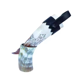 Corne à boire EN Vente chaude pour les bars de restaurants Chher up Drinking Corne polie en cuir marron pour les fêtes Fournitures - Product Image 2