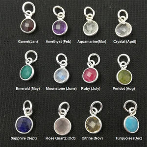 Minuscule rond plaqué or lunette ensemble 6mm pierre précieuse naturelle pierre de naissance pendentif à breloque 925 bijoux en argent Sterling faisant des fournitures - Product Image 4