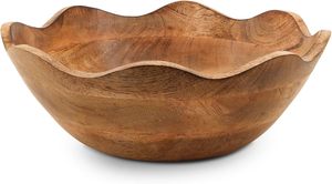 Fabricant de bols festonnés en bois Style décoratif à gros volants Décor de cuisine rustique Bol en bois de manguier Grain naturel Convient - Product Image 2