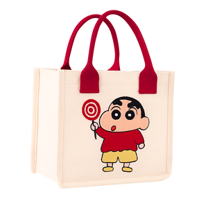 กระเป๋าผ้าแคนวาสปักลายเครยอนชินจัง หูหิ้วสีแดง ดีไซน์ตัวการ์ตูน สำหรับทุกเพศทุกวัย ใช้ได้ทุกฤดูกาล - Product Image 1