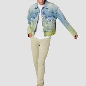 <b>Men's</b> Winter Denim <b>Jacket</b> Turtleneck Button Outwear Breathable Cotton Long Length Thin Thickness OEM Casual Coated - Product Image 4