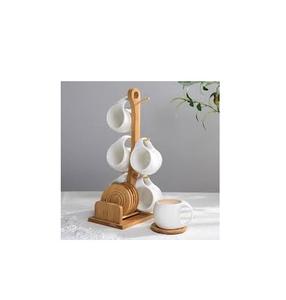 Porte-tasse en bois d'acacia créatif, poignées en bois d'acacia, tasse dans une boîte cadeau, rangement domestique pour la fabrication en gros - Product Image 3