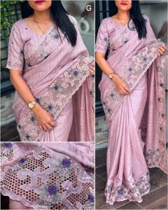 Incroyable couleur Tusser coton avec fil broderie et Cutwork Saree fabricant et fournisseur de Surat - Product Image 5