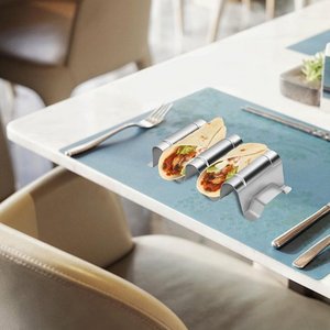 Stockage des aliments Taco Rack En Acier Inoxydable Antique Zig Zag Conception Robuste Alimentaire Rack Plaque Plateau De Table Restaurant Accessoires - Product Image 5