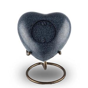 Urne Petit Coeur en Marbre Gris pour Cendres Humaines Urne Souvenir, avec Support Mini Urne Gris en Forme de Coeur - Product Image 1
