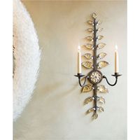 Porte-bougie mural en fer forgé artisanal, centre de table floral pour mariage, décoration murale, style rustique de jardin, applique murale en fer