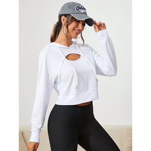 2025 New Arrival Custom Logo Women Cotton Fleece <b>Yoga</b> <b>Sweatshirt</b> Workout Sports Cropped <b>Sweatshirt</b> Set for Women - Product Image 4
