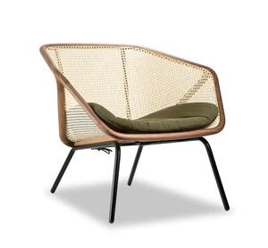 เก้าอี้เลานจ์ไม้สักแข็งขาเหล็กเบาะรองหลังหวายสานสำหรับใช้ในบ้านกลางแจ้งสำนักงานห้องนั่งเล่น - Product Image 1