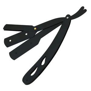 MORGANS INDUSTRIES MI-BR-0001 Black Stainless Steel Straight Razor Single Blade Stainless Steel Handle for <b>Men</b> Barber Shop Use - Product Image 1