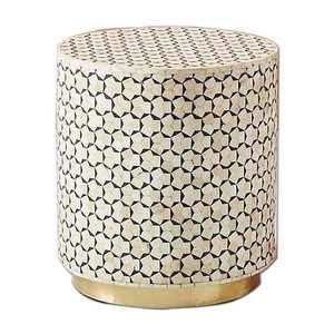 Mesa de Centro Hecha a Mano con Incrustaciones de Nácar, Muebles de Lujo para el Hogar, Mesa Redonda Rústica Antigua con Incrustaciones de Hueso, Mesa Auxiliar de la India. - Product Image 6