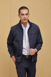 Veste Blazer Plaine LEFONSE Coupe-Vent Fermeture Éclair Col Régulier Premium Coton Soie Épais 240gsm Unisexe - Product Image 3