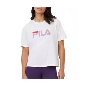 Fila เสื้อกีฬาออกกำลังกายสำหรับผู้หญิง, เสื้อคอลเลกชั่นนกอินทรีสีขาว/ลาเวนเดอร์น้ำหนักเบาสำหรับฤดูร้อนดีไซน์พิมพ์ลาย - Product Image 3