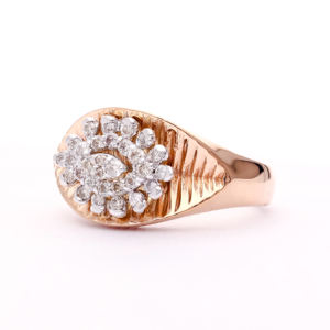 Bague de fiançailles vintage pour homme en or rose avec diamant en forme de soleil - Product Image 5