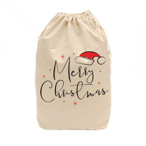 Merry Christmas Eco-Friendly Cotton <b>Canvas</b> Santa Sack Gift <b>Drawstring</b> <b>Bag</b> Customizable Design-Large Capacity Reusable <b>Bag</b> - Product Image 1